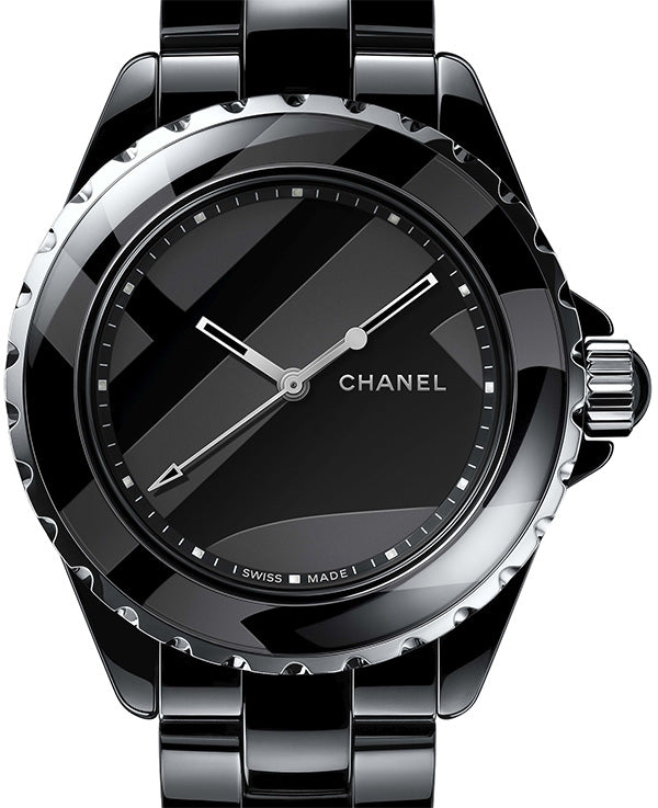 Chanel J12 Automatic Black Diamond Dial Black Ceramic Mens Watch