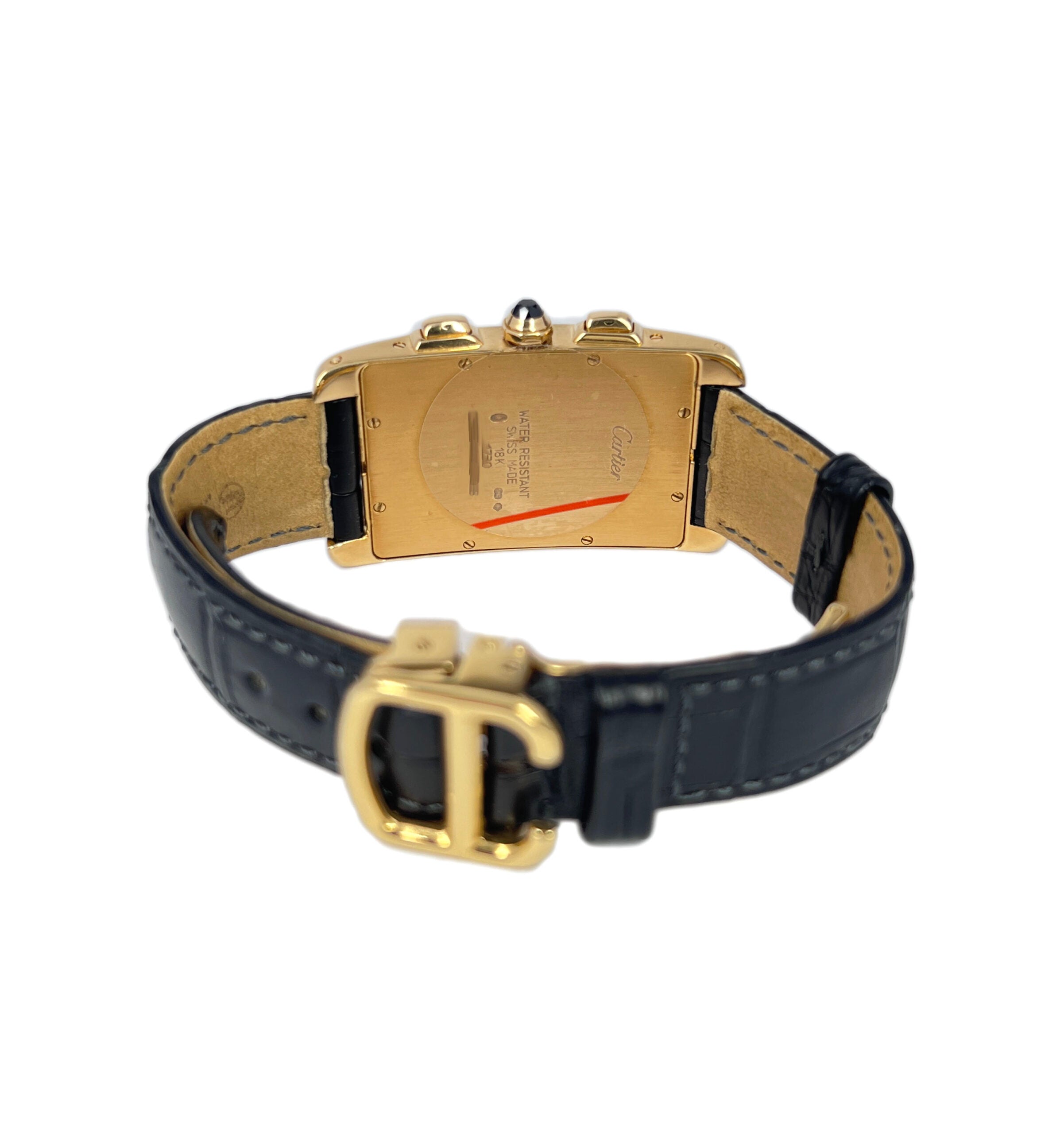 Cartier Tank Louis 18k Yellow Gold Deployant Buckle Mens Watch