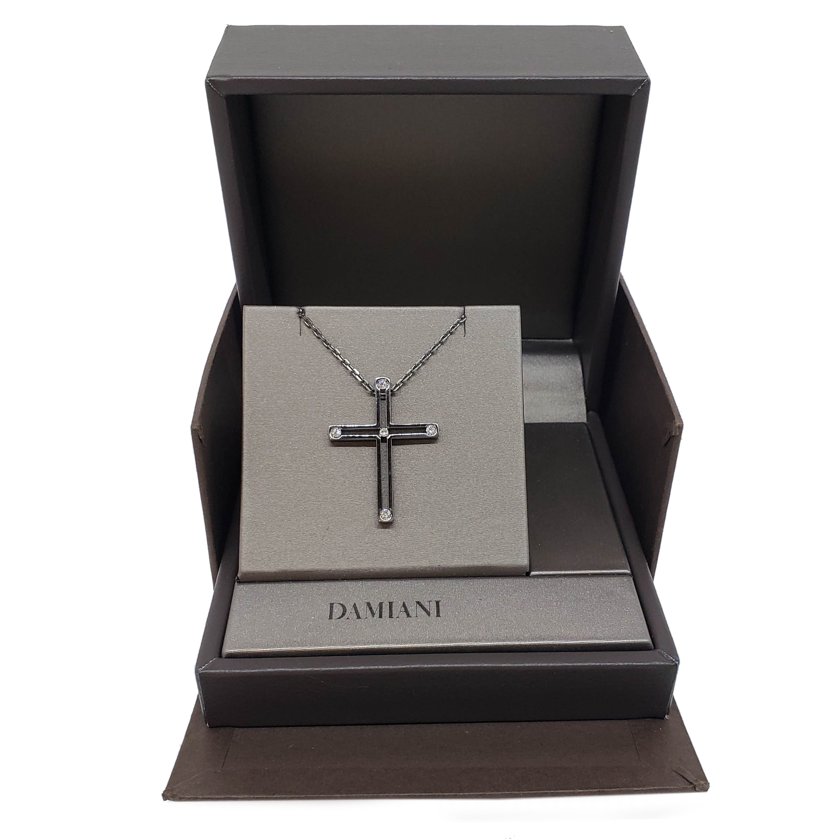 Damiani Black Cross Pendant With 18K Gold And Diamonds
