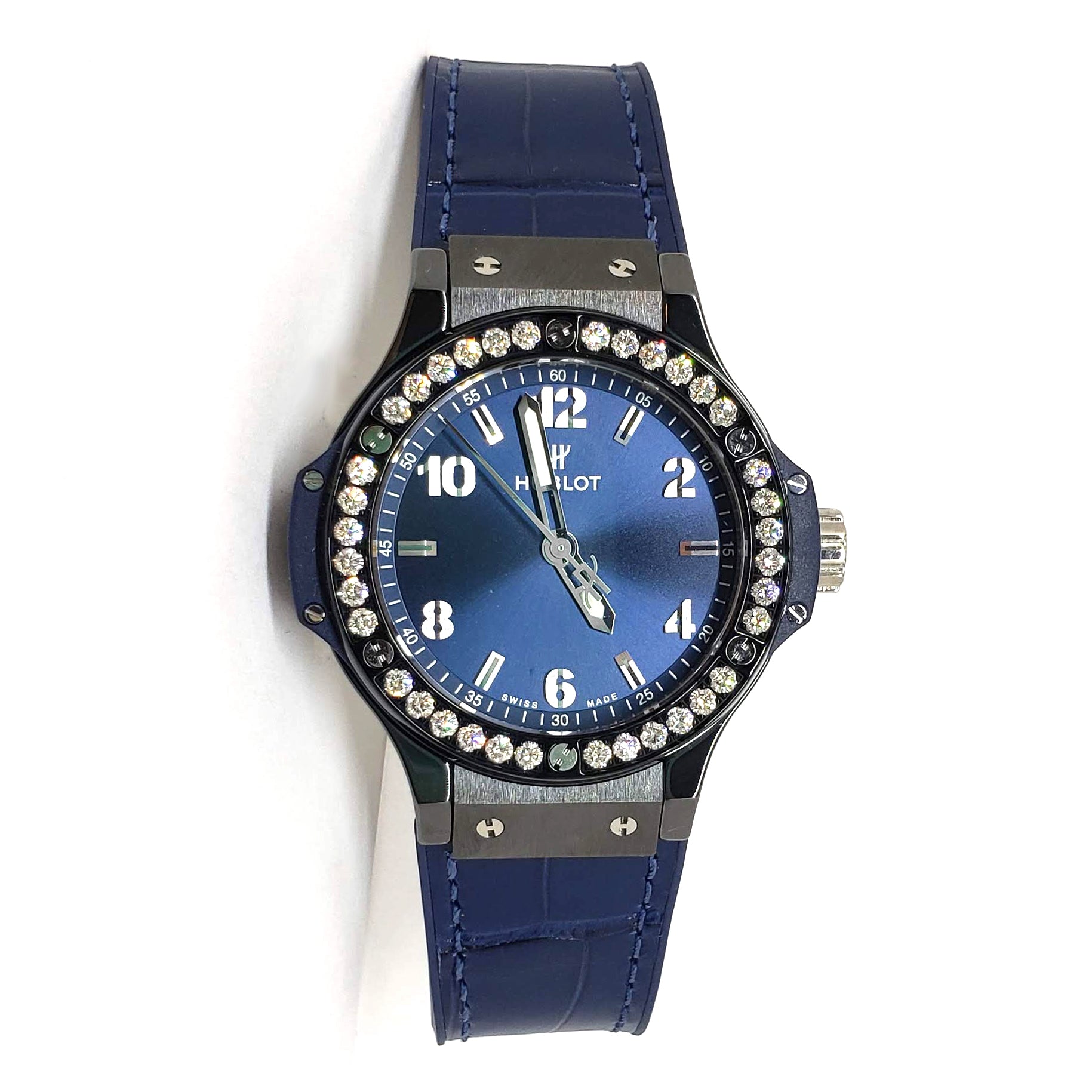 Hublot Big Bang 38 mm Ceramic Blue Diamonds Ladies Watch