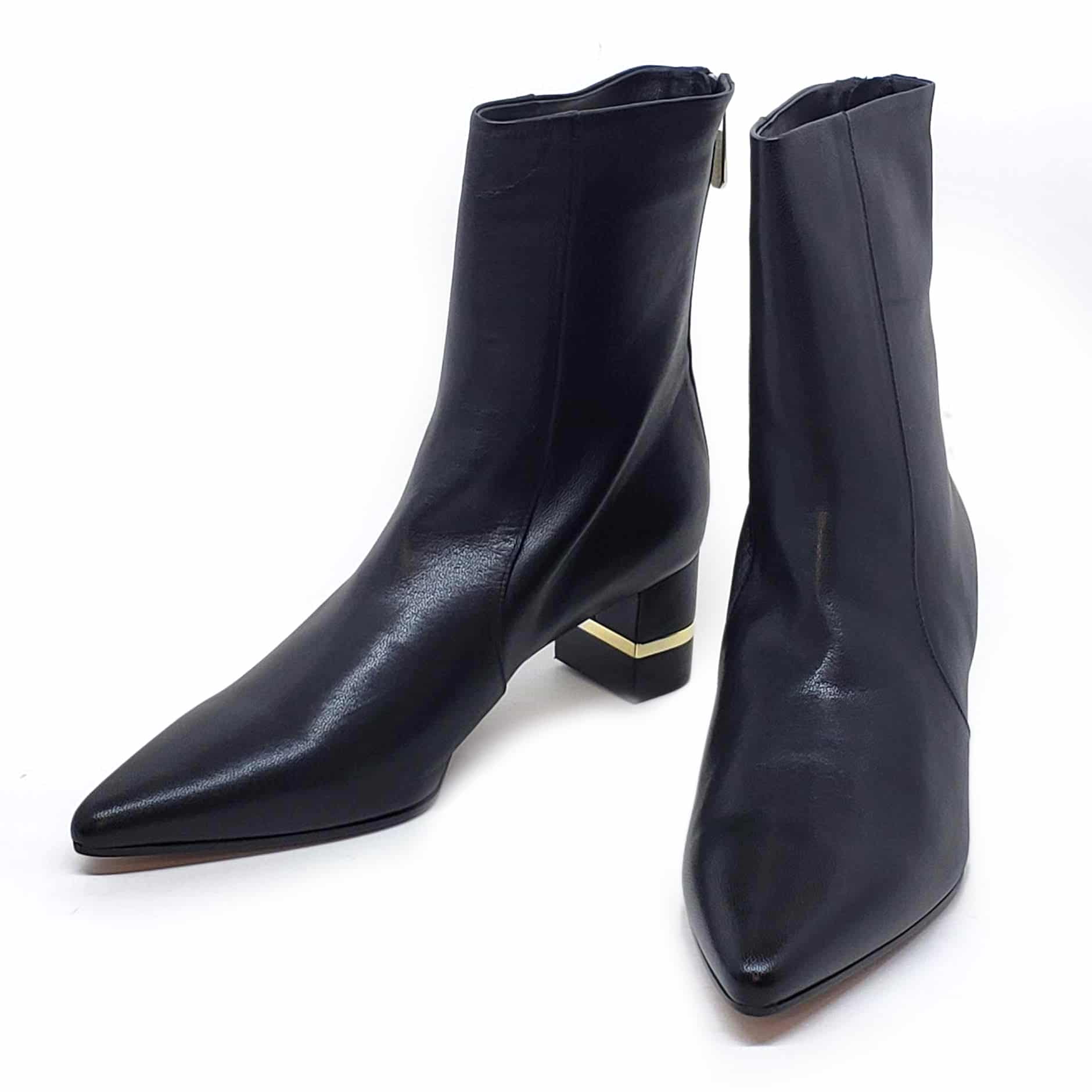 Testoni Black Leather Lady's Short Boots
