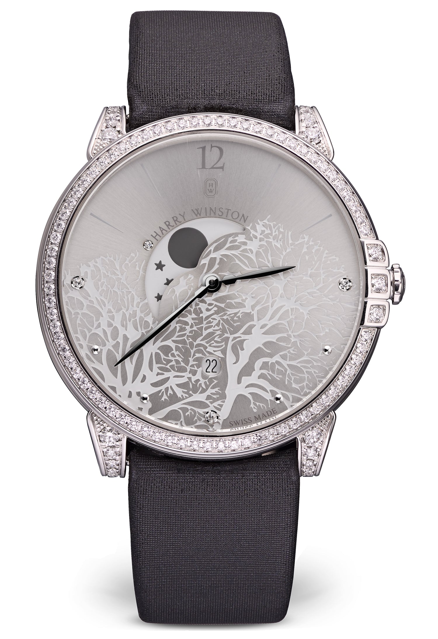 Harry Winston Midnight Moon Phase 18K White Gold & Diamonds Ladies
