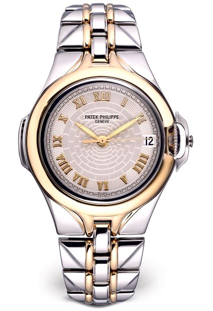 Patek Philippe Sculpture Stainless Steel & 18K Yellow Gold Mens Watch