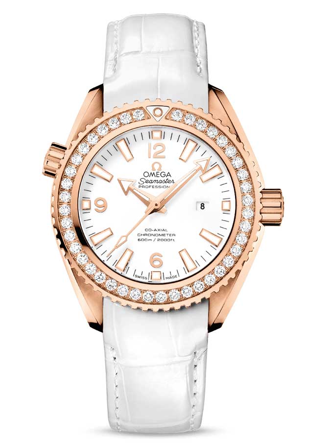 Omega Seamaster Planet Ocean Co-Axial 18K Red Gold & Diamonds Ladies Watch