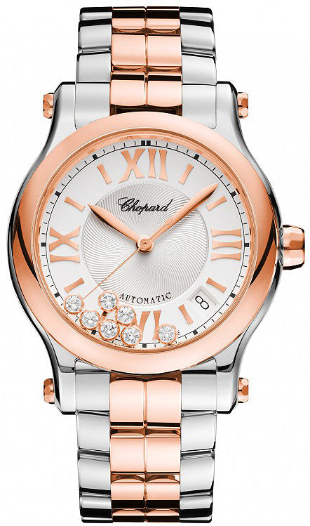 Chopard Happy Sport Diamonds, Stainless Steel 18K & Rose Gold Ladies Watch