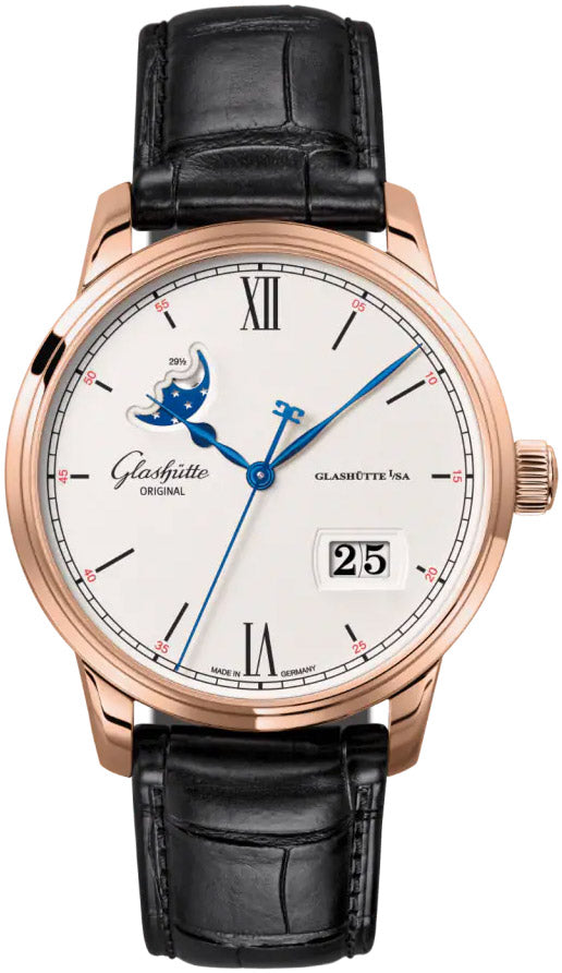 Glashutte Original Senator Excellence Panorama Date Moon Phase Red Gold Men's Watch