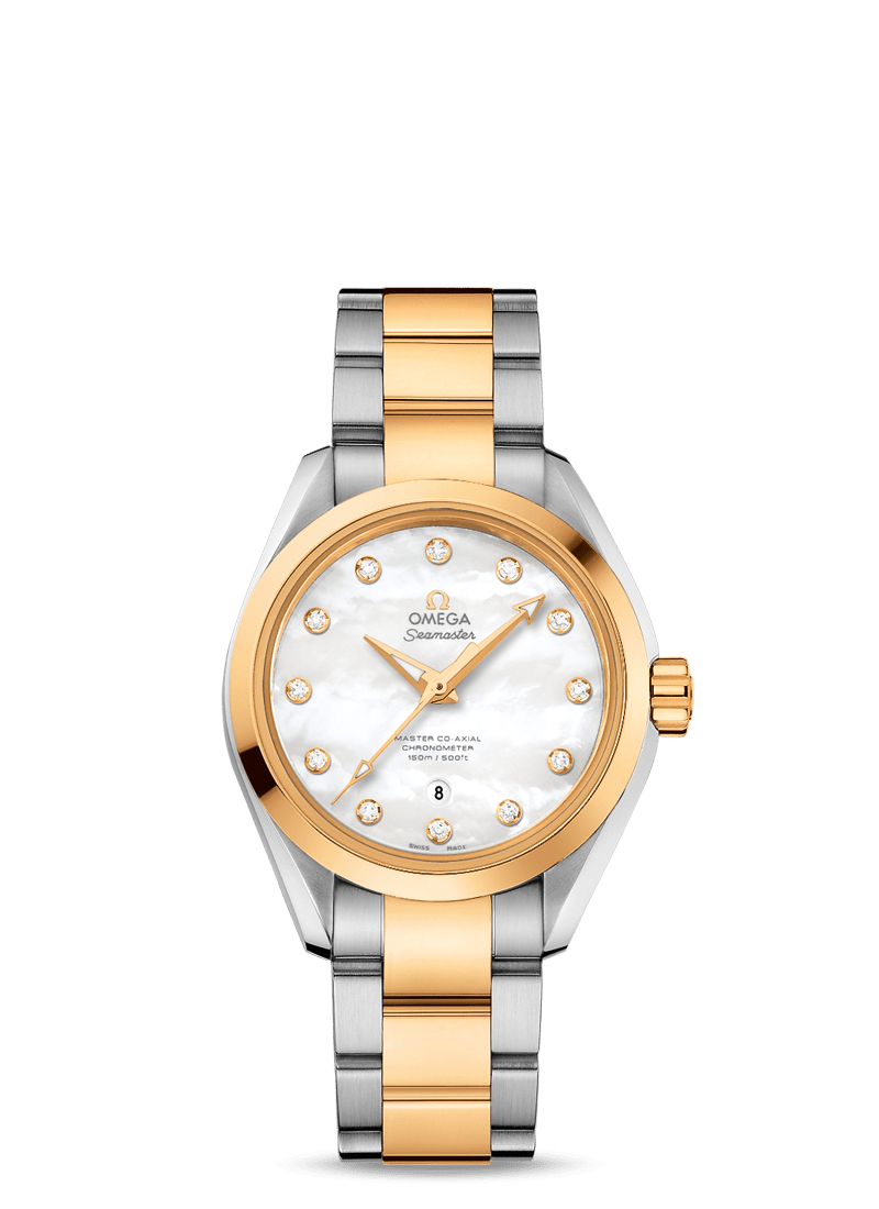 Omega Seamaster Aqua Terra Co-Axial Master Chronometer Stainless Steel & 18K Yellow Gold & Diamonds Lady's Watch