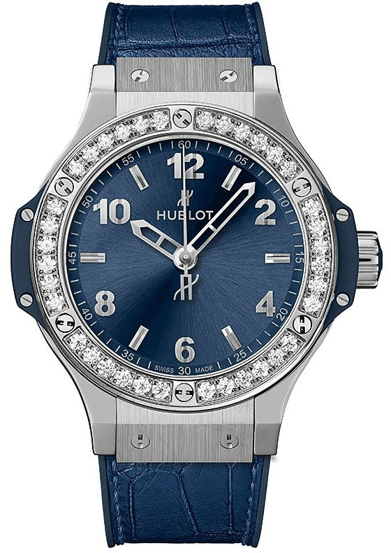Hublot Big Bang 38 mm Stainless Steel & Diamonds Blue Ladies Watch