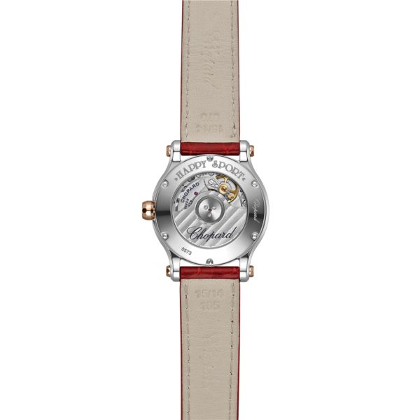 Chopard Happy Sport Stainlees steel and18K Rose Gold & Diamonds and RUBIES Ladies Watch