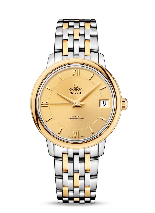 Omega De Vile Prestige Co-Axial Stainless Steel & 18K Yellow Gold Ladies Watch