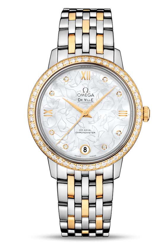 Omega De Vile Prestige Co-Axial “Butterfly” Stainless Steel & 18K Red Gold & Diamonds Ladies Watch