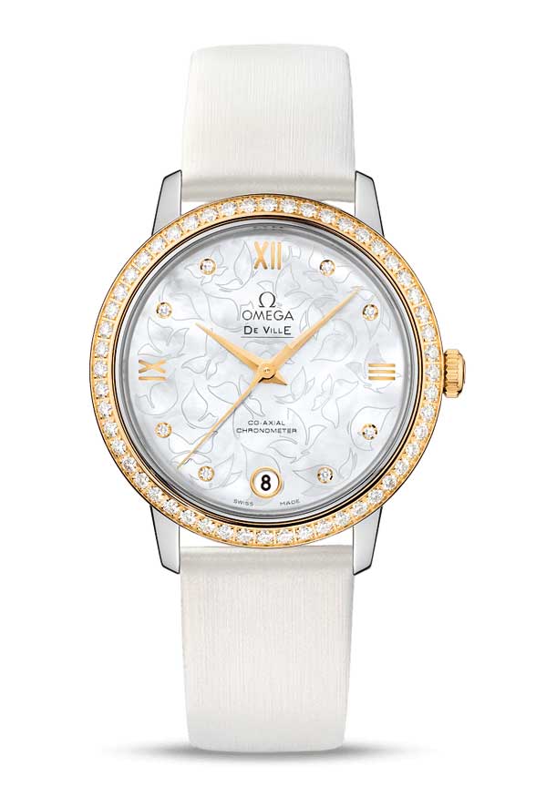 Omega De Vile Prestige Co-Axial “Butterfly” Stainless Steel & 18K Yellow Gold & Diamonds Ladies Watch