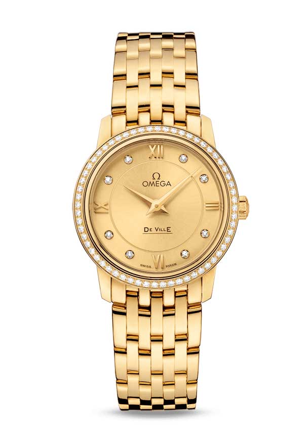 Omega De Vile Prestige 18K Yellow Gold & Diamonds Ladies Watch