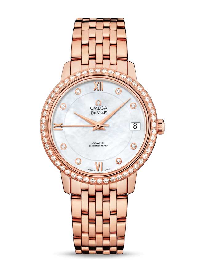Omega De Vile Prestige Co-Axial 18K Red Gold & Diamonds Ladies Watch