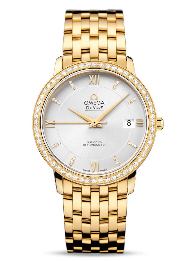 Omega De Vile Prestige Co-Axial 18K Yellow Gold & Diamonds Men's Watch