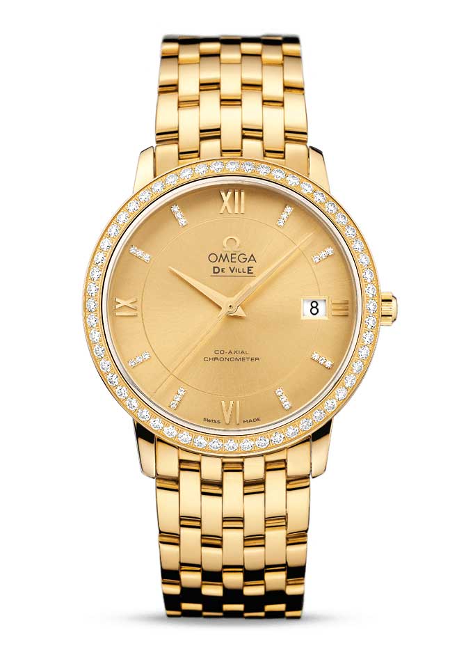 Omega De Vile Prestige Co-Axial 18K Yellow Gold & Diamonds Men's Watch