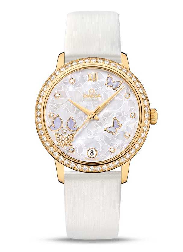 Omega De Vile Prestige Co-Axial “Butterfly” 18K Yellow Gold & Diamonds Ladies Watch