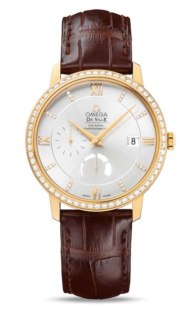 Omega De Vile Prestige Co-Axial Power Reserve 18K Yellow Gold & Diamonds Men's Watch