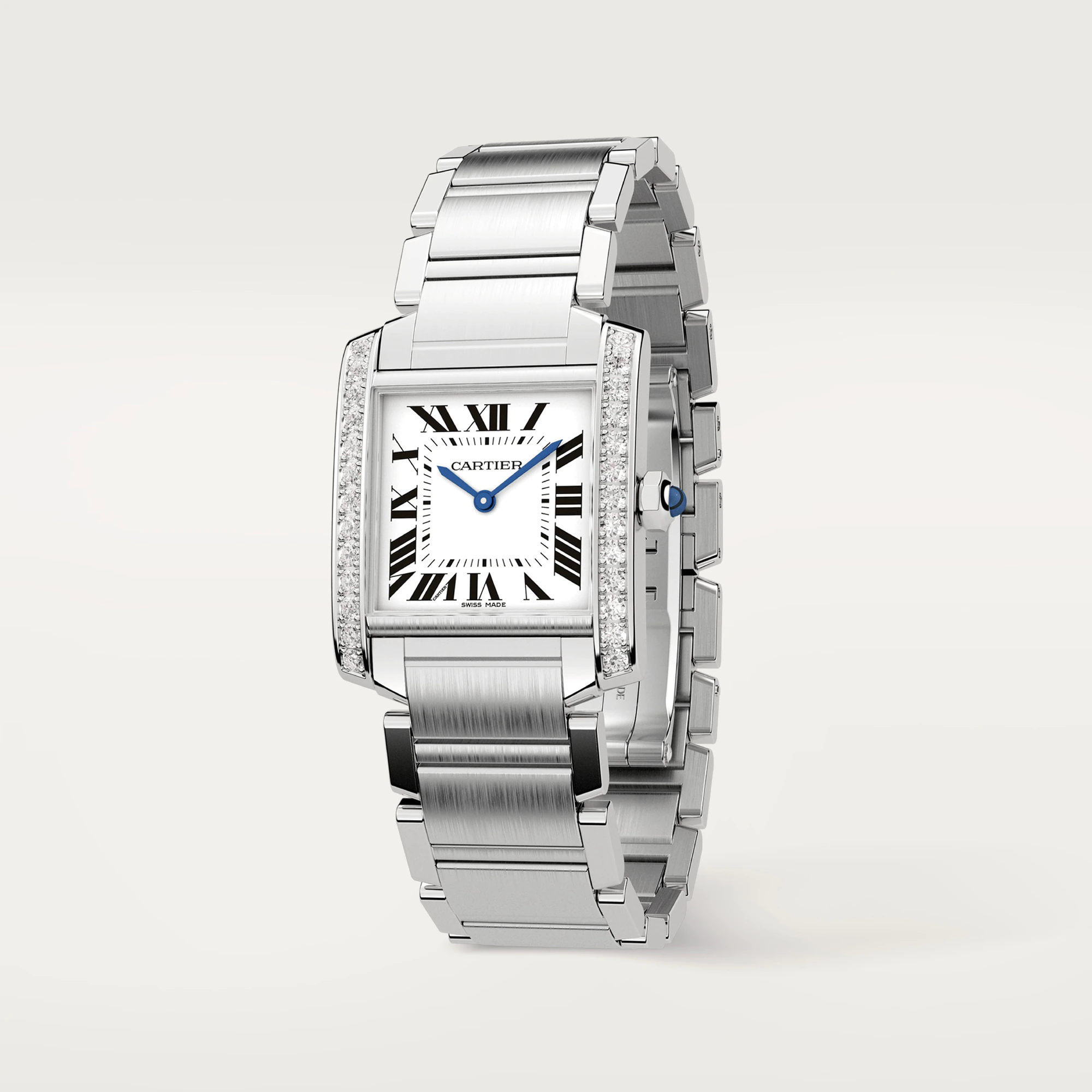Cartier Tank Francaise Stainless Steel & Diamonds Ladies Watch