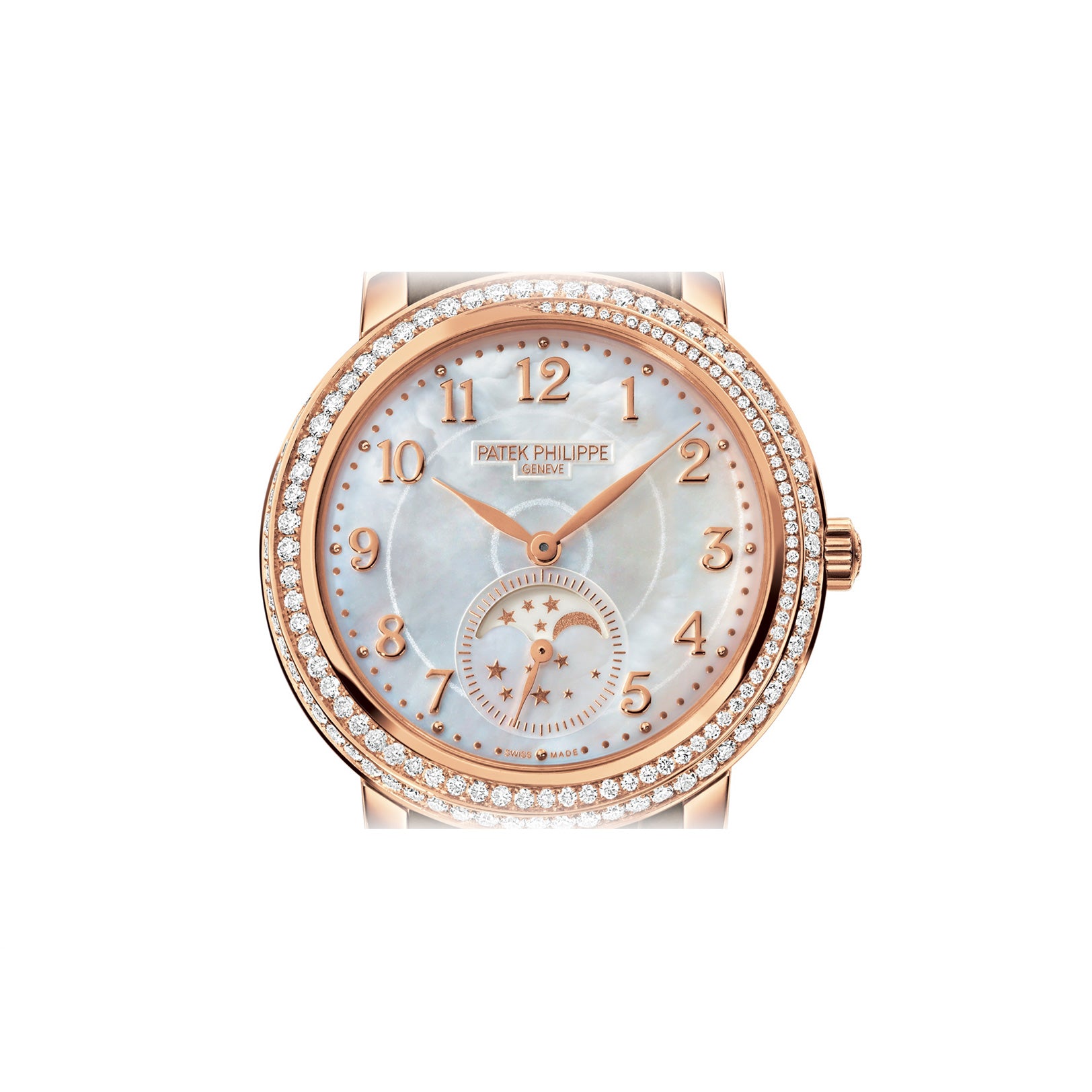 Patek Philippe Complications Ribbon Joaillerie Moon Phases 18K Rose Gold & Diamonds Ladies Watch