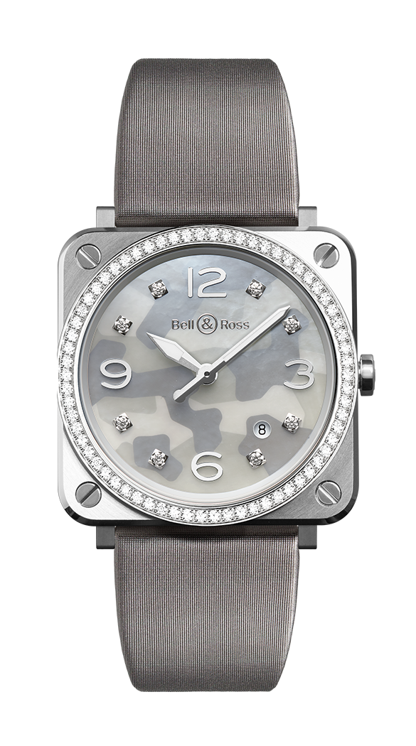Bell & Ross Instruments BR S Grey Comouflage, Diamonds & Steel Ladies Watch