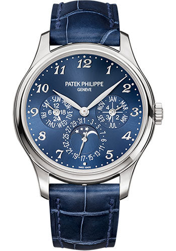 Patek Philippe Grand Complications Ultra-Thin Perpetual Calendar 39mm White Gold Blue Dial Men's Watch