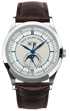 Patek Philippe Calatrava Moonphase Annual Calendar 18K White Gold Men's Watch