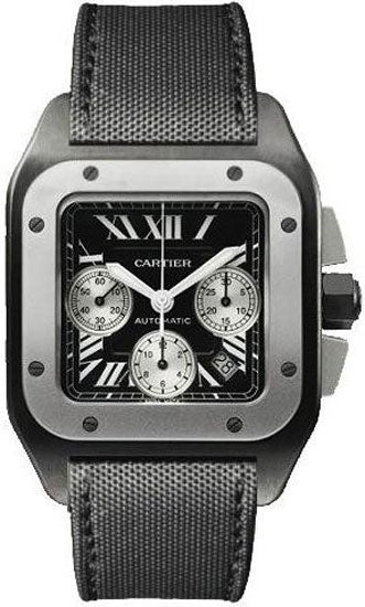 Cartier Santos 100XL Chronograph Stainless Steel & Titan Men's Watch