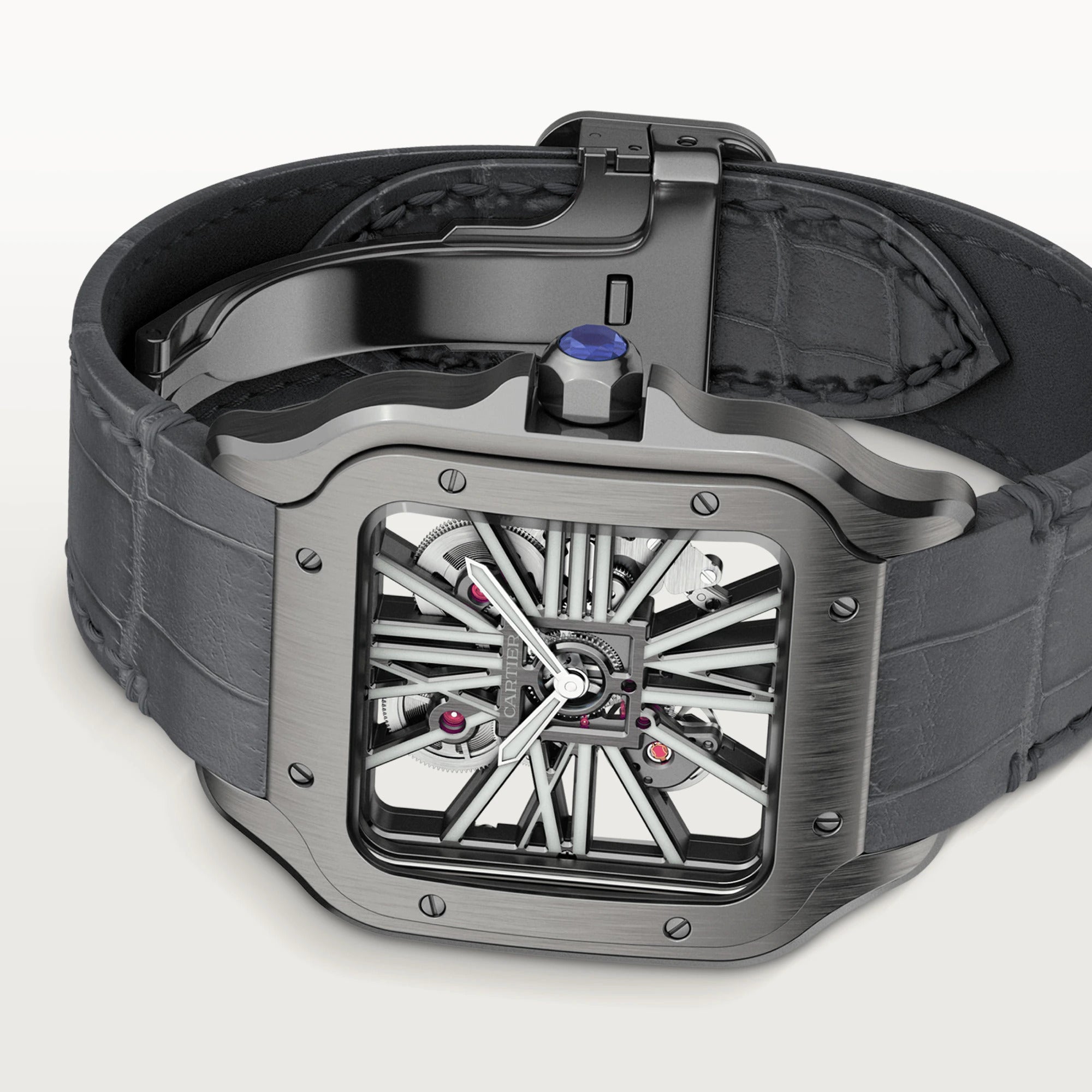 Cartier Santos Skeleton Black Steel Men's Watch | Worldofluxuryus