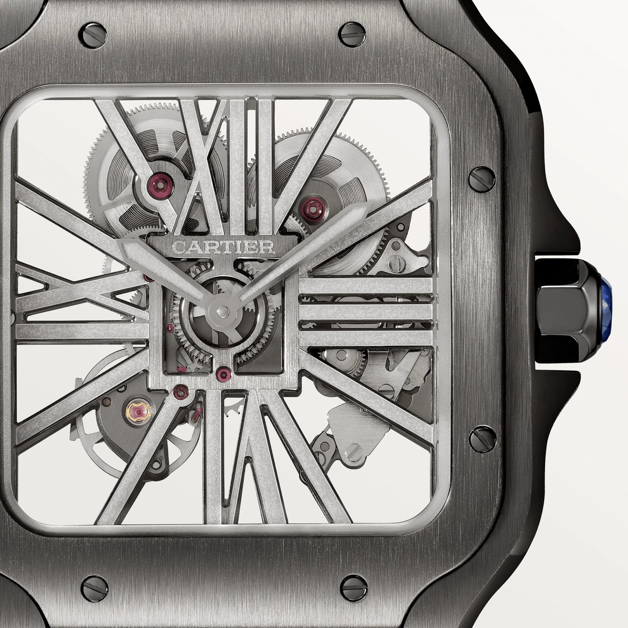 Cartier Santos Skeleton Black Steel Men's Watch | Worldofluxuryus
