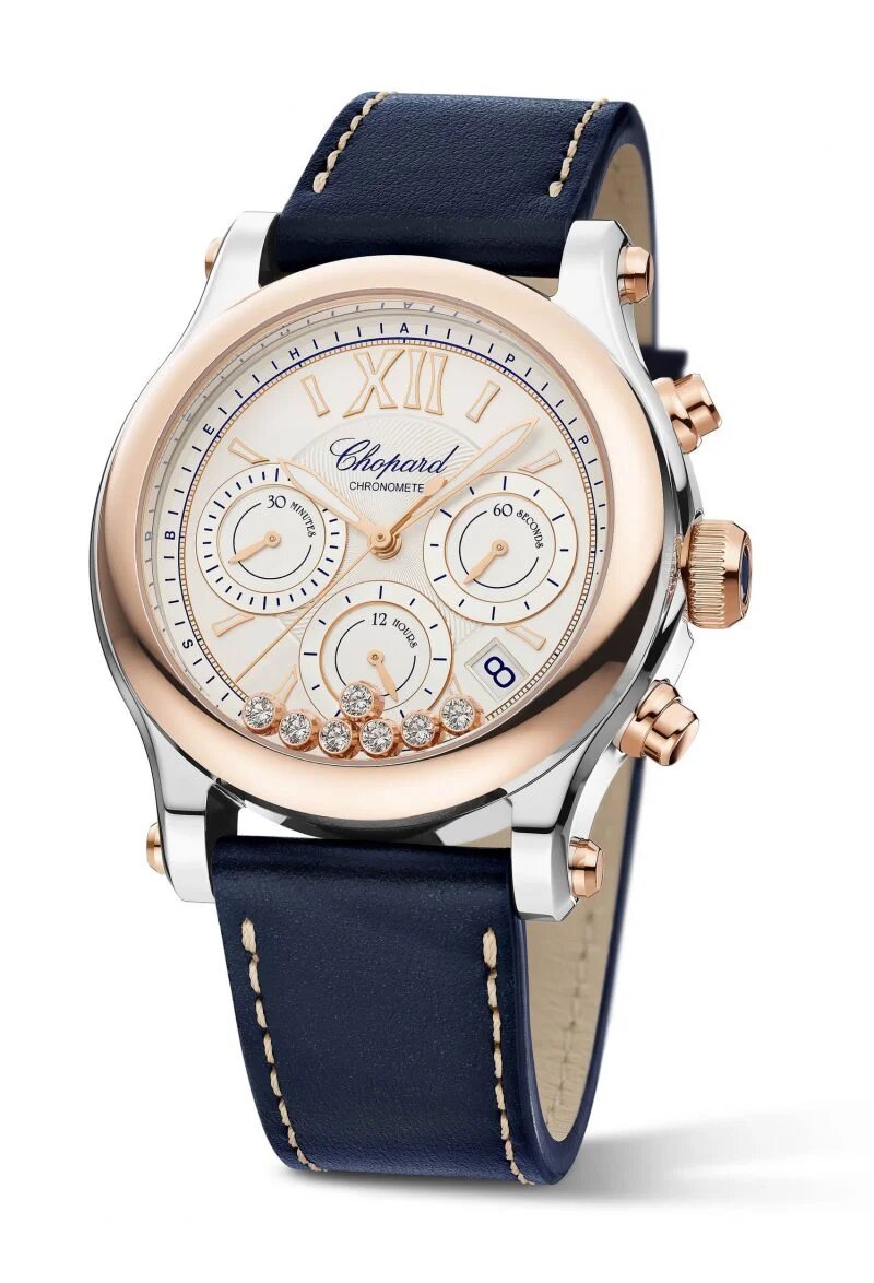 Chopard Happy Sport Chono Stainless steel & Ethical 18K Rose Gold & Diamonds Ladies Watch