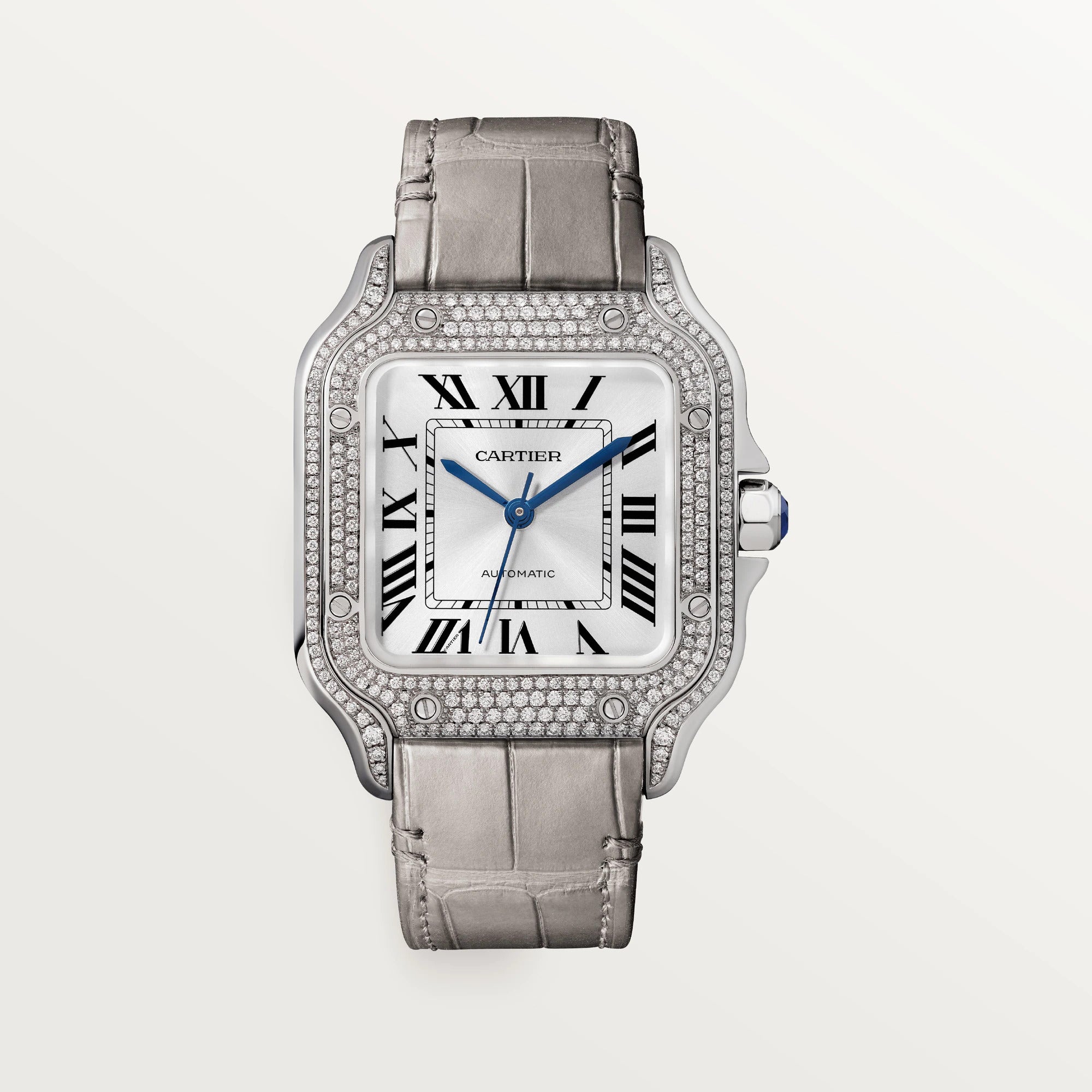 Cartier Santos 18K White Gold & Diamonds Unisex Watch