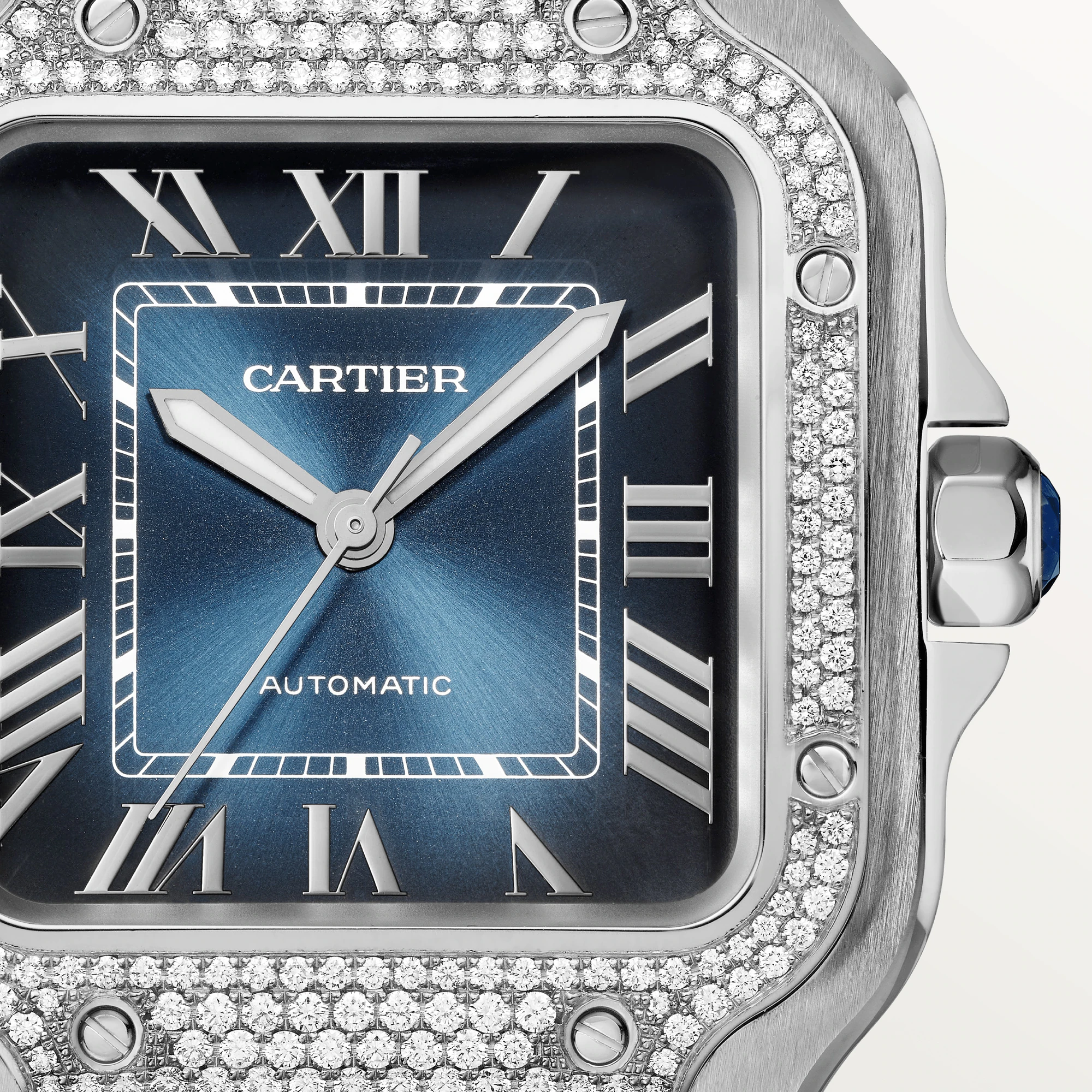 Cartier Santos Stainless Steel & Diamonds Men's Watch