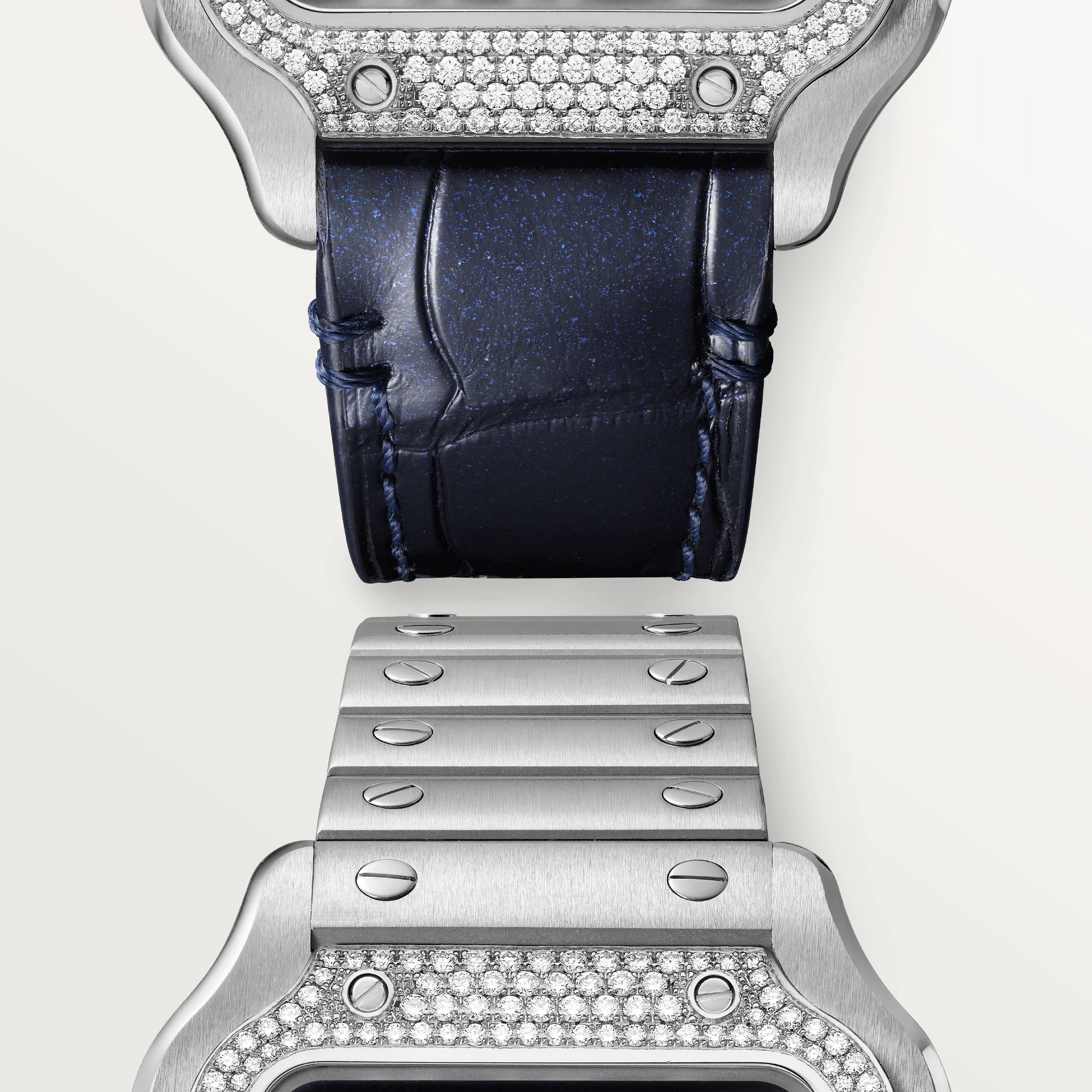 Cartier Santos Stainless Steel & Diamonds Men's Watch