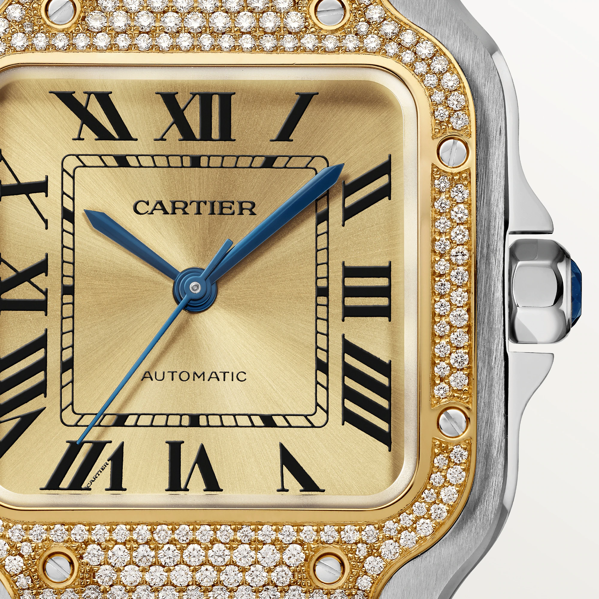 Cartier Santos Stainless Steel & Yellow Gold & Diamonds Unisex Watch