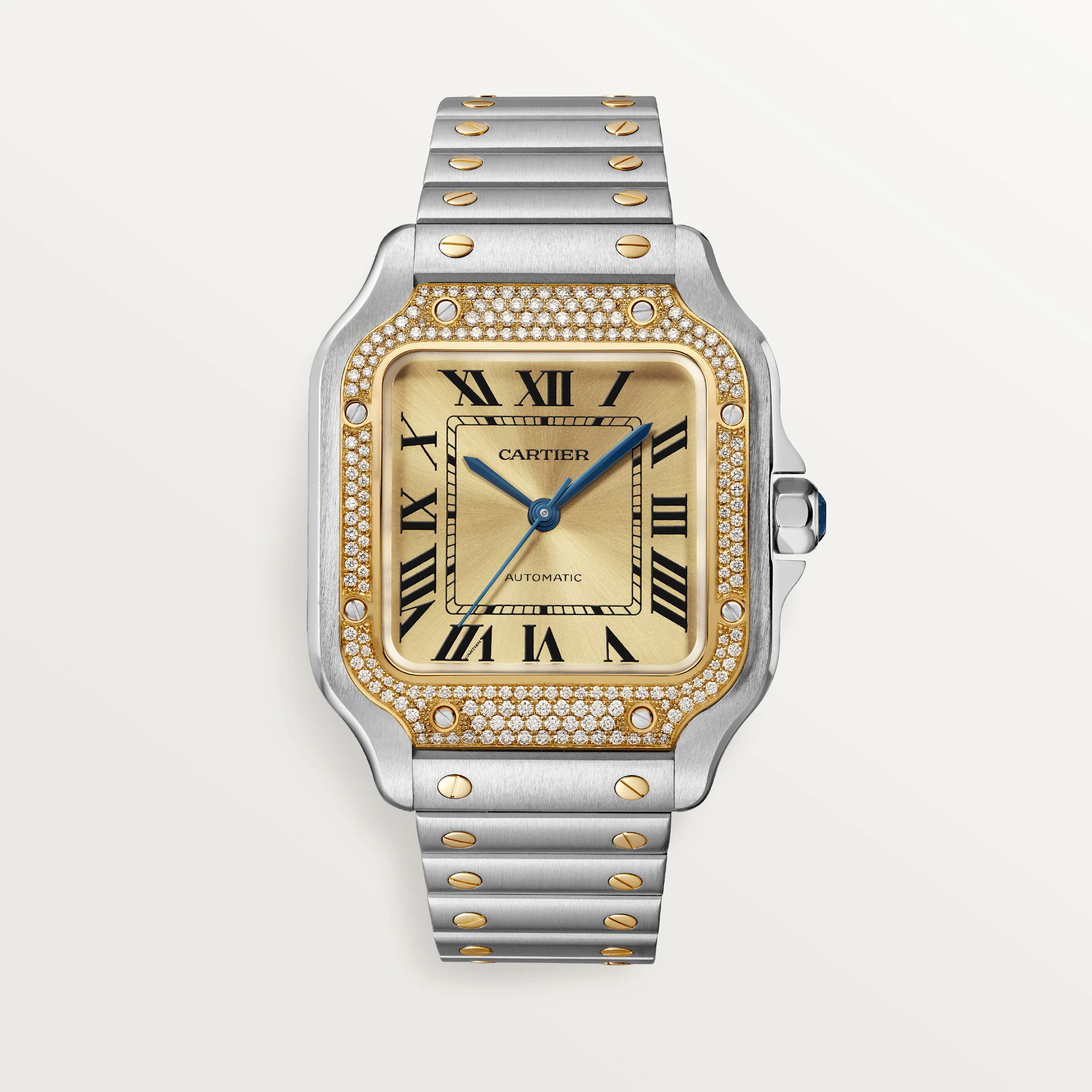 Cartier Santos Stainless Steel & Yellow Gold & Diamonds Unisex Watch