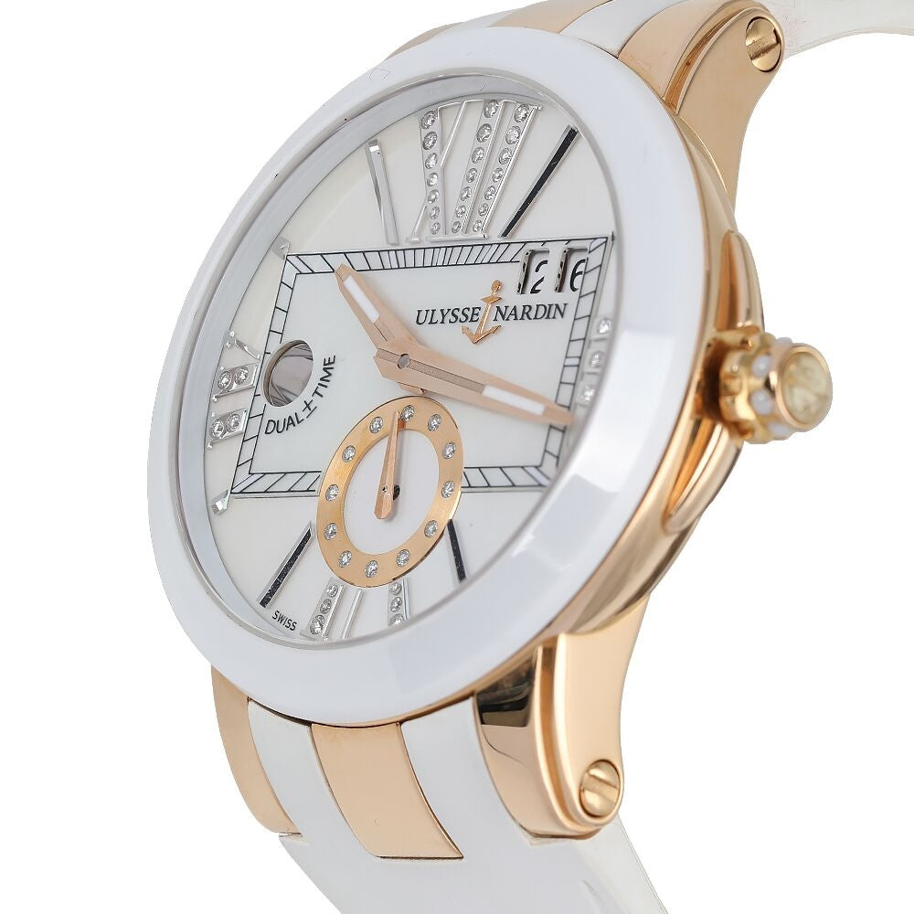 Ulysse Nardin Dual Time Executive 18K Rose Gold & Diamonds Ladies Watch