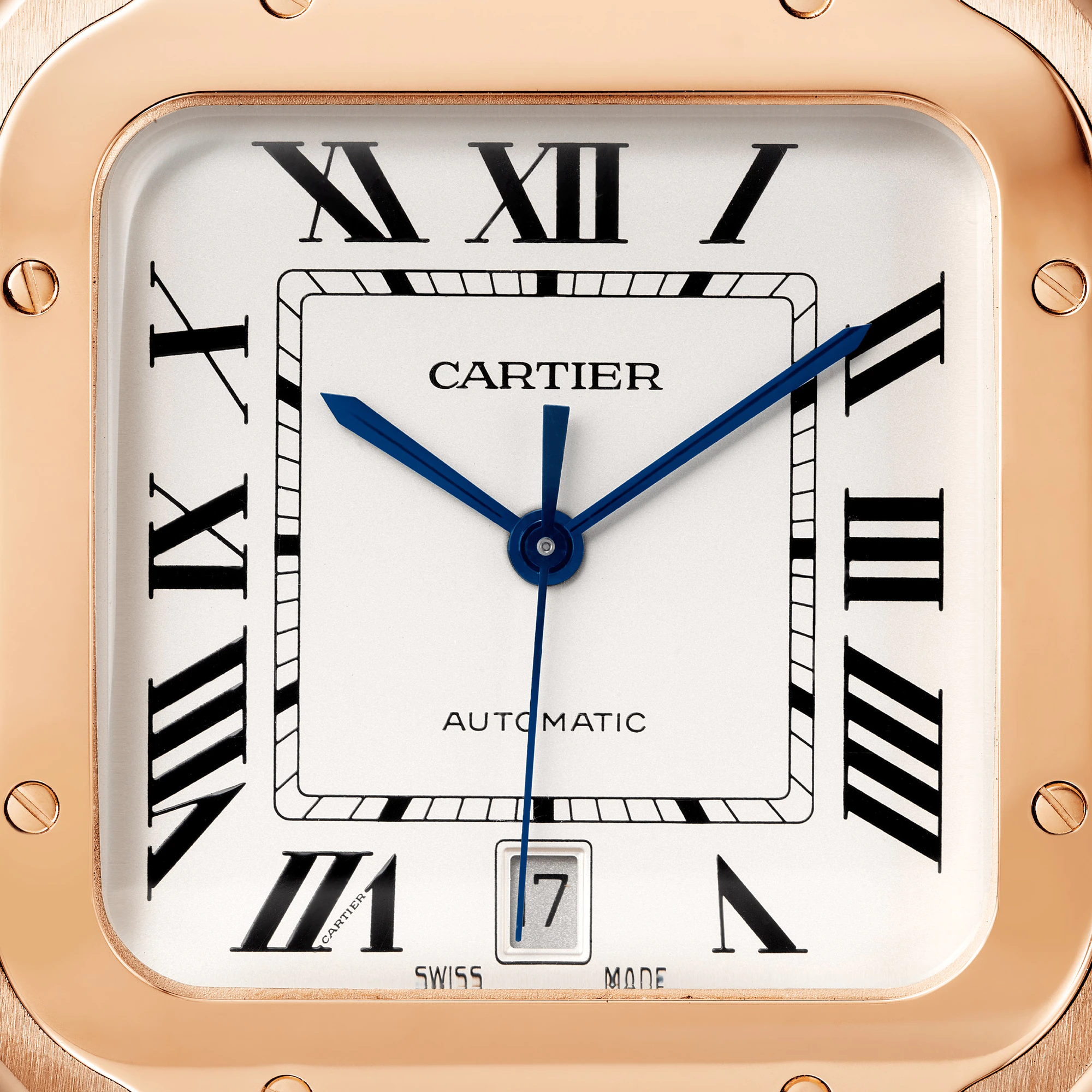 Cartier Santos de Cartier Watch - 39.8 mm Rose Gold Case - Silvered Opaline  Dial - Alligator Skin Bracelet - WGSA0018