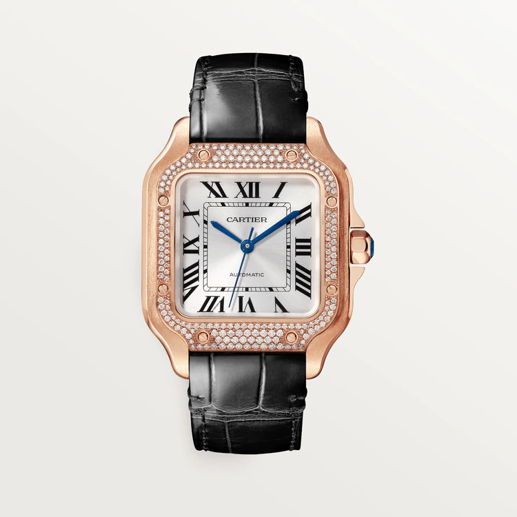 Cartier Santos Rose Gold & Diamonds Lady's Watch