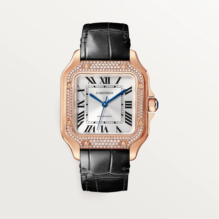 Cartier Santos Rose Gold Diamonds Lady s Watch