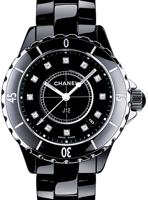 Chanel J12 Automatic Black Diamond Dial Black Ceramic Men's Watch