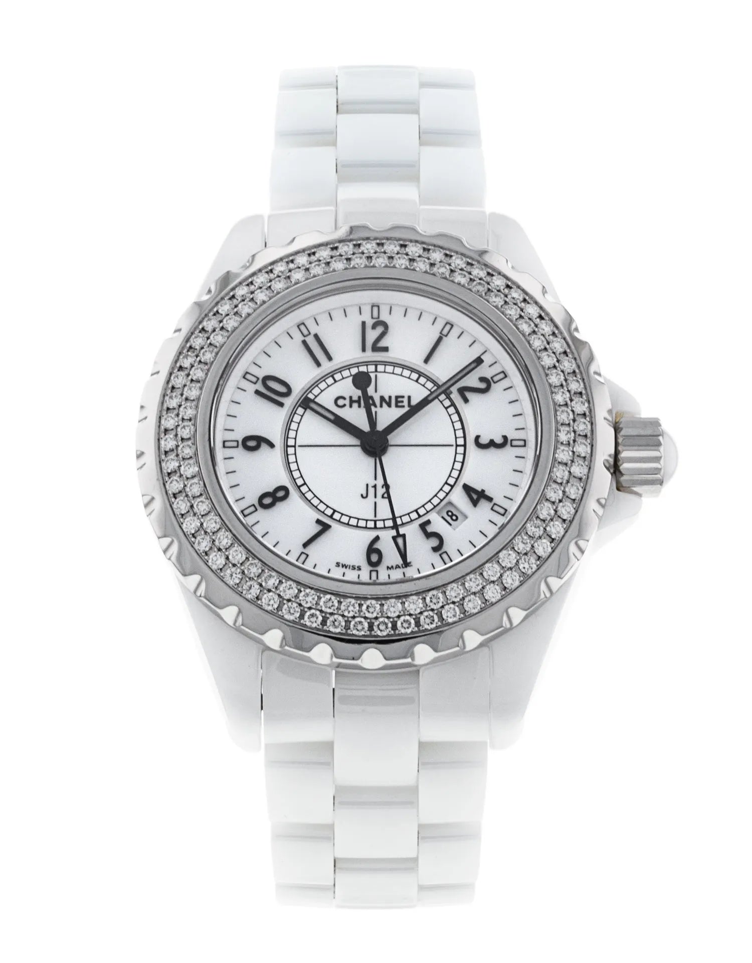  CHANEL J12 Automatic Crystal White Dial Ladies Watch