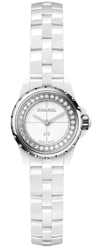 Preowned Chanel J12 Diamonds Diamond Black Dial Ladies Watch H0949