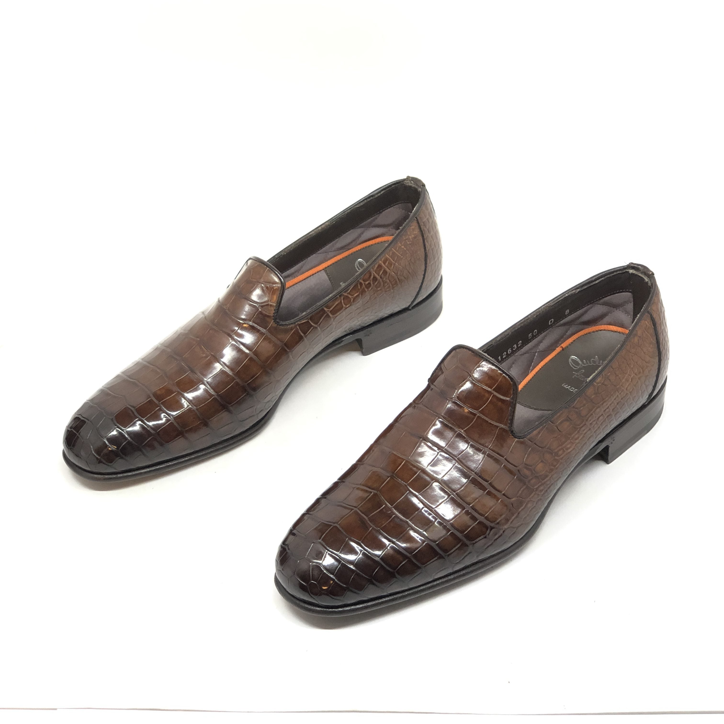 Santoni Limited Edition Brown Crocodile Leather Men's Shoes
