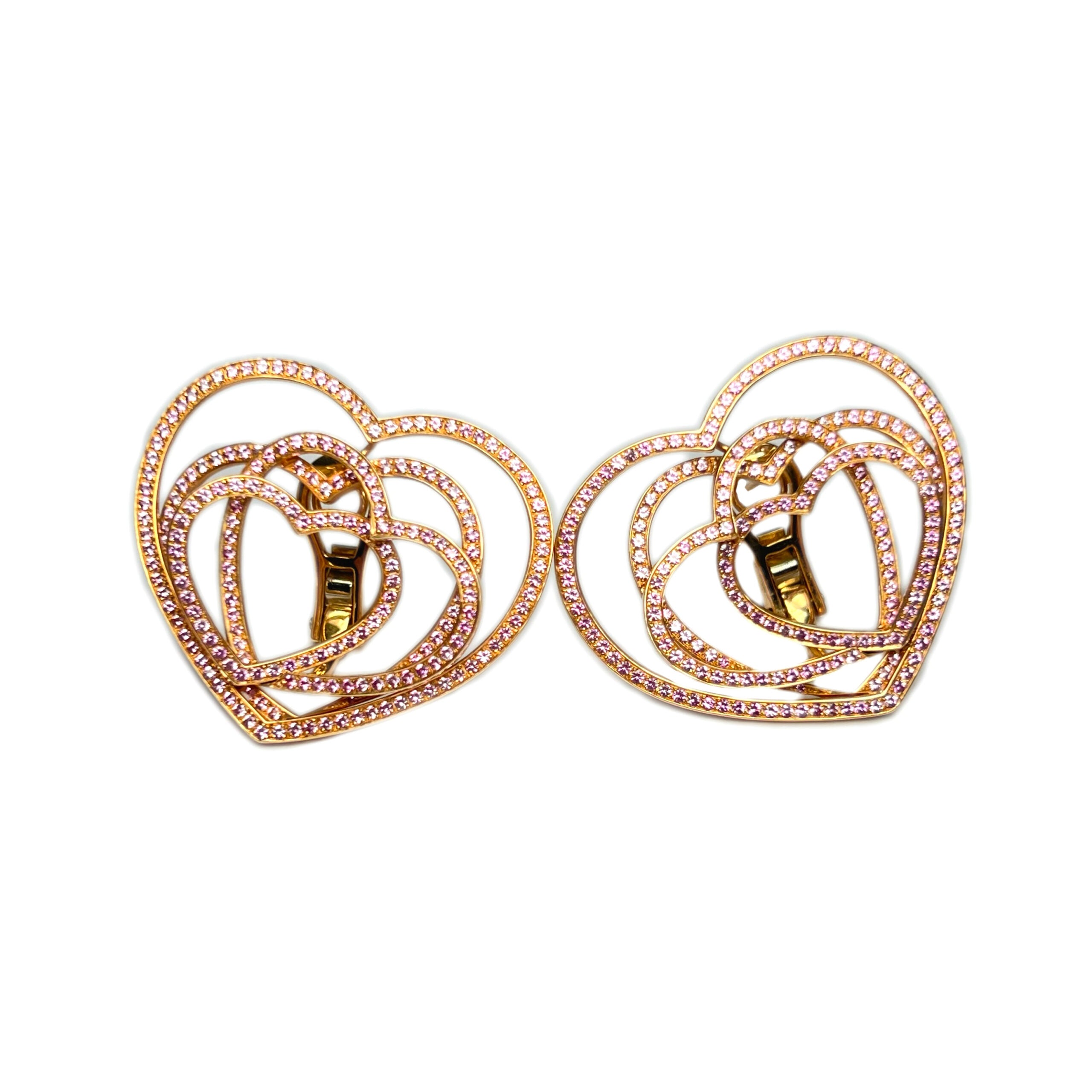 Chopard Cuorissimo Rose Gold Pink Sapphire Heart Ladies Earclips