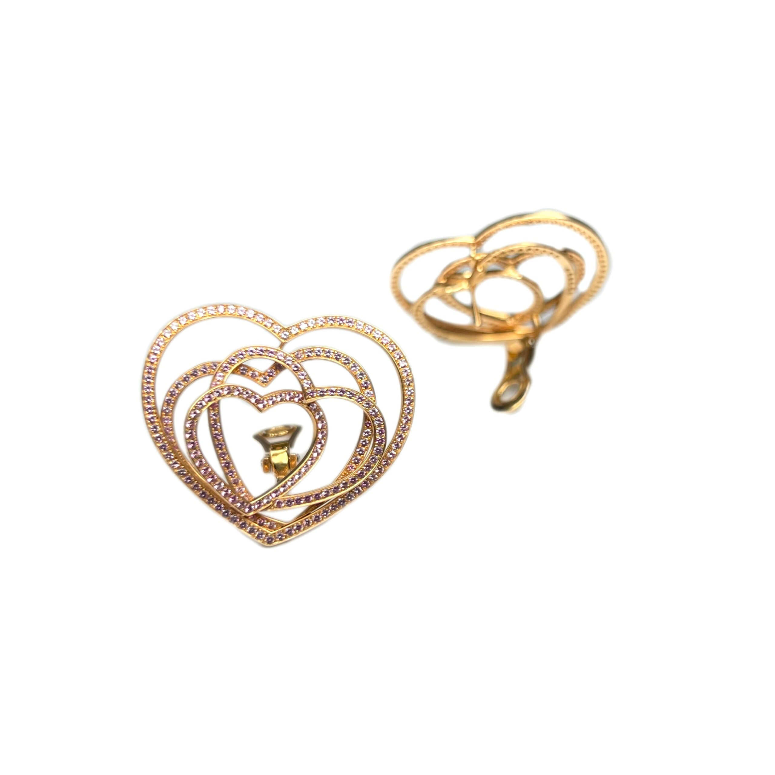 Chopard Cuorissimo Rose Gold Pink Sapphire Heart Ladies Earclips