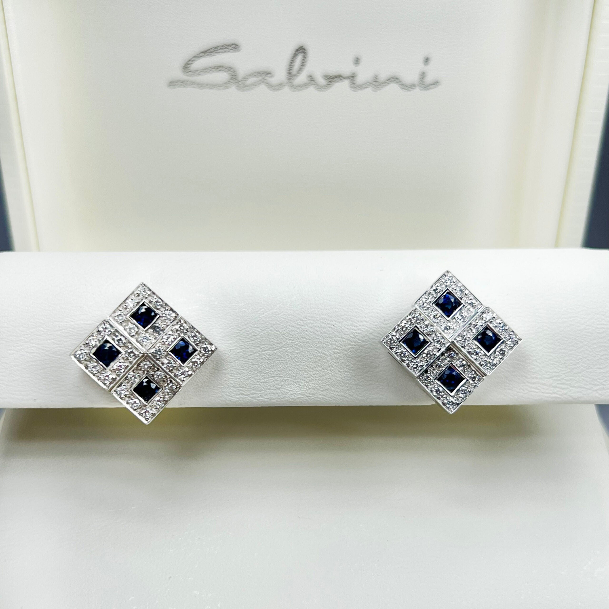 Salvini 18K White Gold Diamonds Sapphires Ladies  Earrings