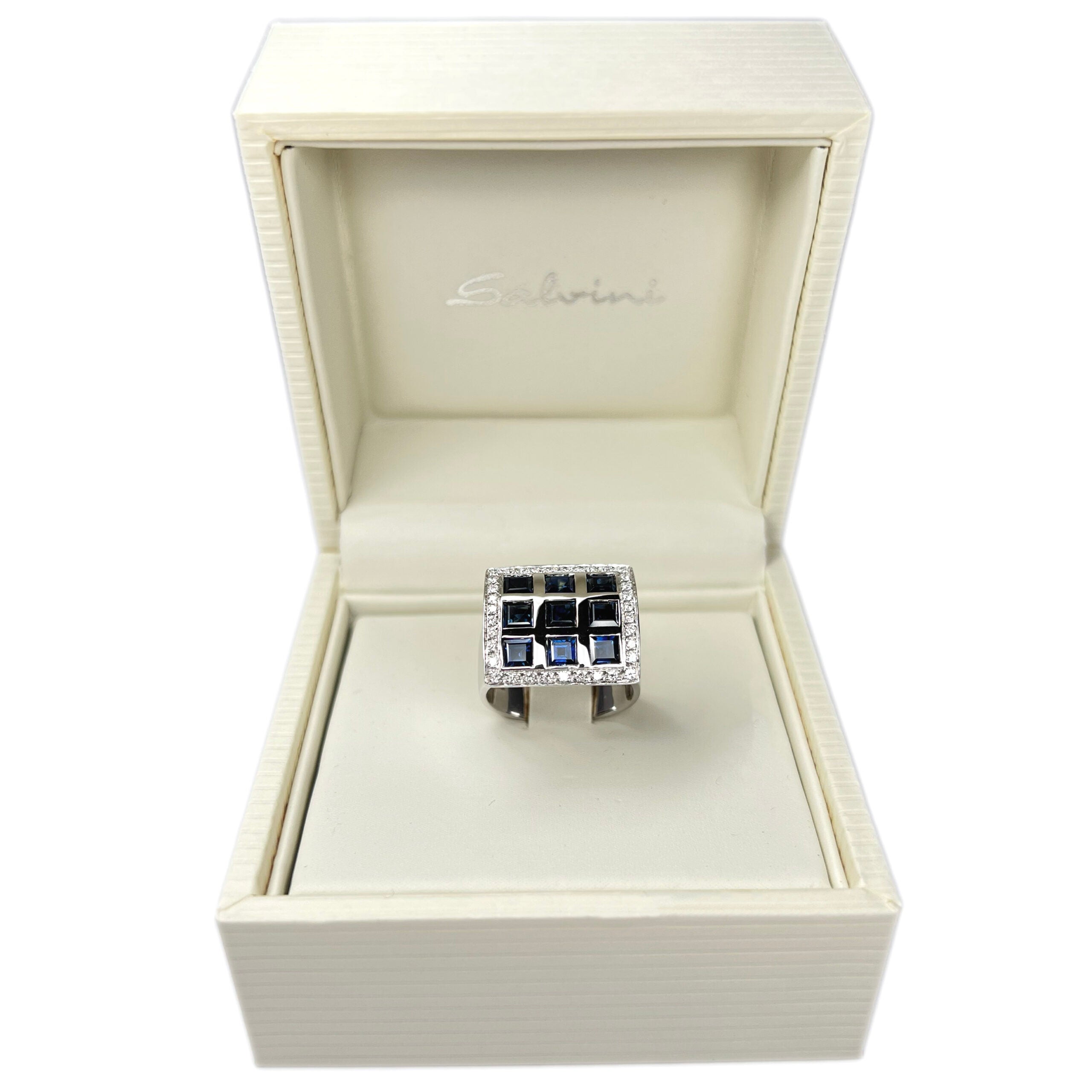 Salvini 18k White Gold Ring with Diamonds and Sapphires