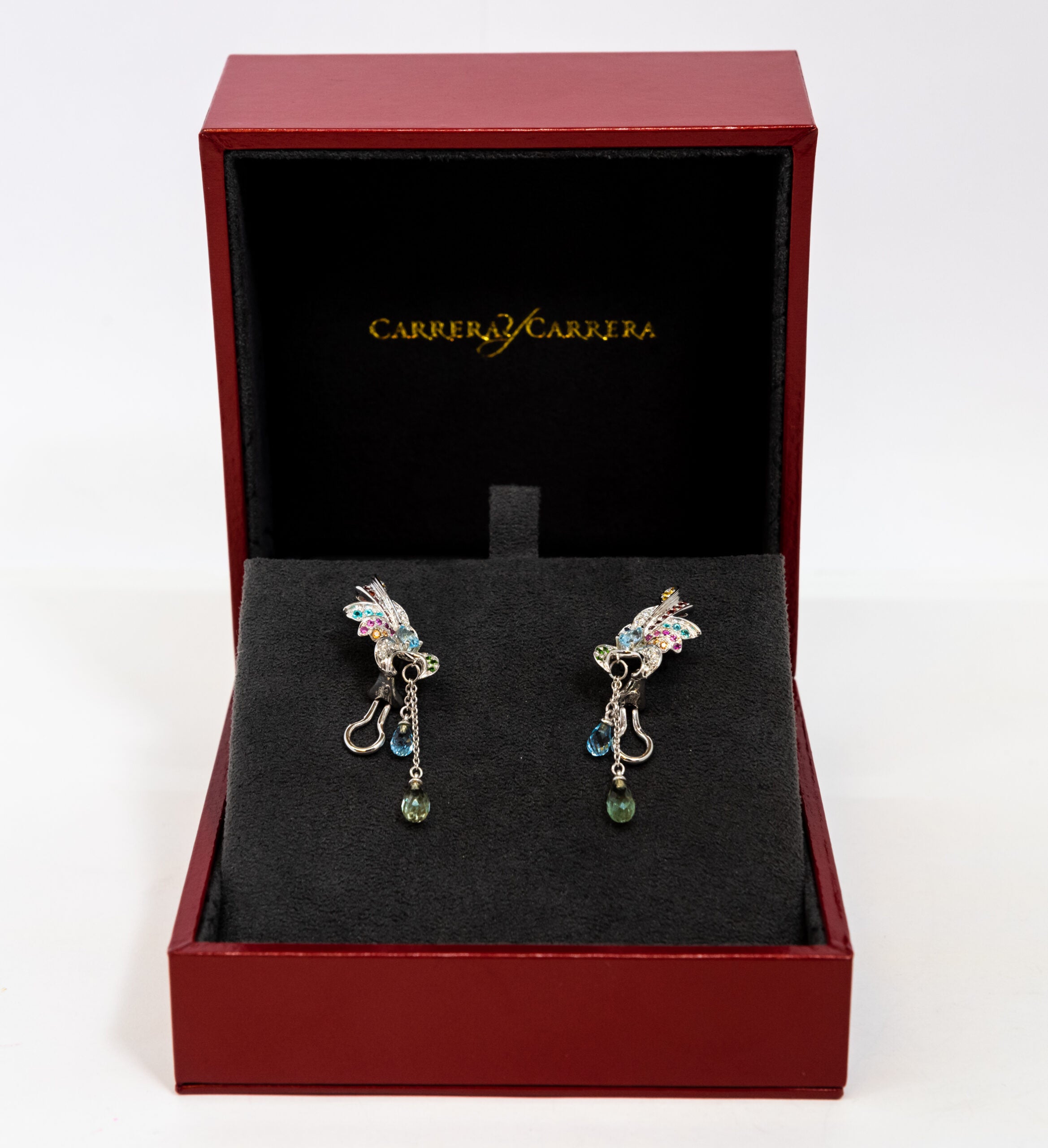 Carrera Y Carrera Hoja Seca 18K White Gold & Sapphires Earring