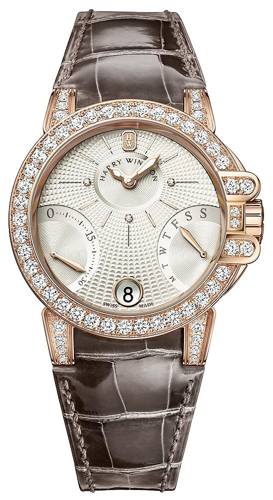 Harry Winston Ocean Biretrograde 18K Rose Gold Diamonds Ladies Watch